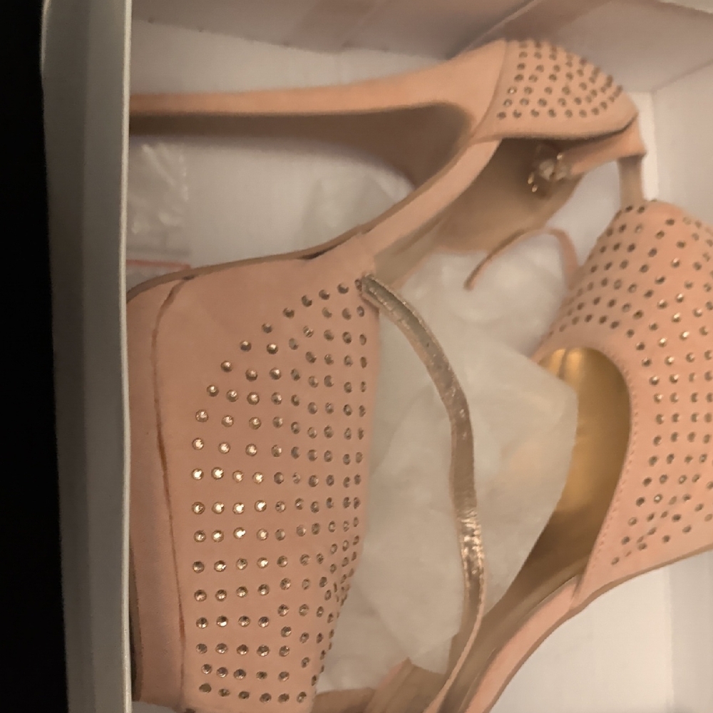 Forever 21 Blush Pink Studded Platform Heel Sandals